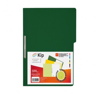 Folder KIP con broche 8 cms tamaño carta verde obscuro con 10 piezas 