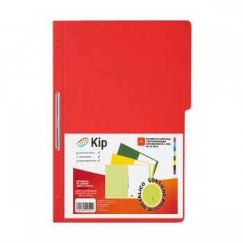 Folder Kip con broche 8 cms. tama&ntilde;o oficio rojo con 10 piezas