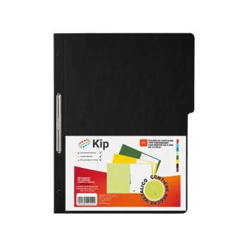 Folder KIP con broche 8 cms tama&ntilde;o carta negro con 10 piezas 