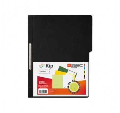 Folder KIP con broche 8 cms tamaño carta negro con 10 piezas 