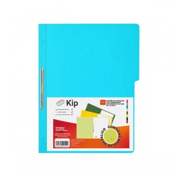 Folder KIP con broche 8 cms tama&ntilde;o carta azul claro con 10 piezas 