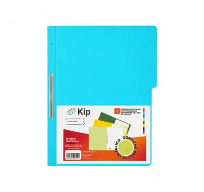 Folder KIP con broche 8 cms tamaño carta azul claro con 10 piezas 