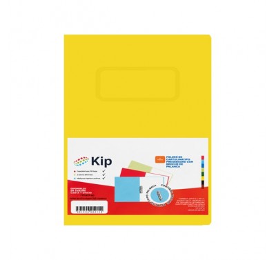 Folder Kip con palanca tamaño carta amarillo con 4 piezas
