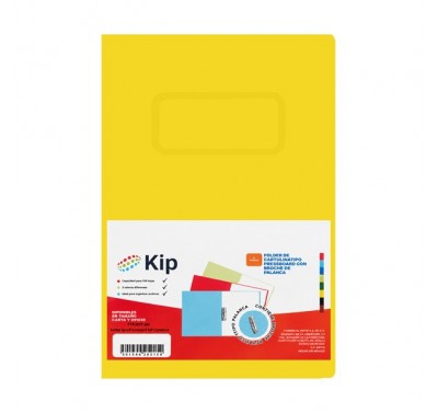 Folder Kip con palanca tamaño oficio amarillo con 4 piezas