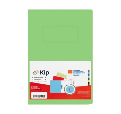 Folder Kip con palanca tamaño oficio verde claro con 4 piezas