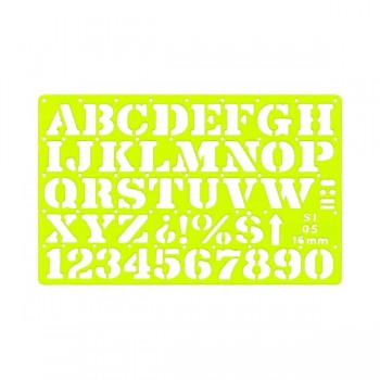 Gioser fluorescente Stencil 05 letra Romana 16 mm con 5 piezas