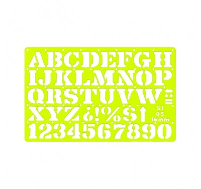 Gioser fluorescente Stencil 05 letra Romana 16 mm con 5 piezas
