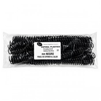 Espiral plastico 30mm negro con 25 piezas para 250 hojas Litograficos