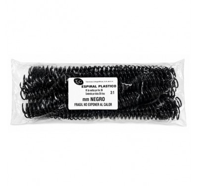 Espiral plastico 42mm negro con 25 piezas para 420 hojas Litograficos