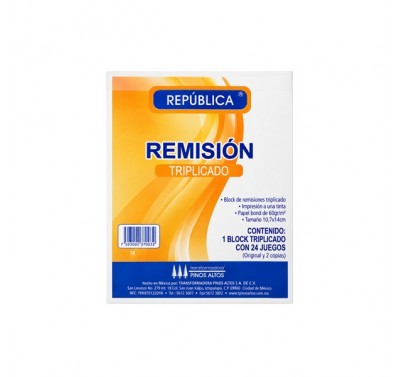 Remision 1/8 triplicado Republica 72 hojas