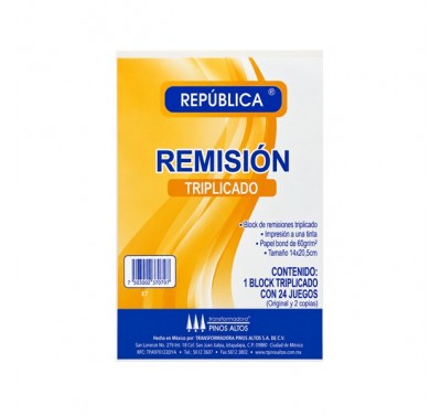 Remision tamaño esquela triplicado Republica