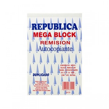 Remision megablock autocopiante tama&ntilde;o esquela republica