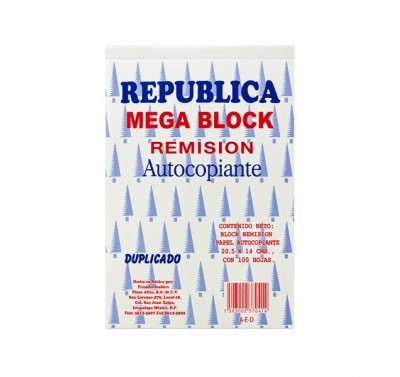 Remision megablock autocopiante tamaño esquela republica