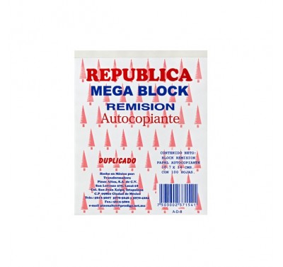 Remision megablock autocopiante 1/8 Republica 100 hojas