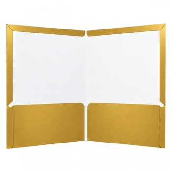 Folder tama&ntilde;o carta plastificado con 5 piezas oro