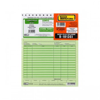 Cheque poliza tama&ntilde;o carta con carbon (1013-c) Printaform